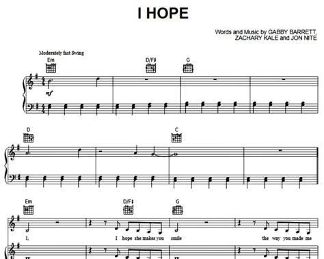 Gabby Barrett I Hope Free Sheet Music Pdf For Piano The Piano Notes