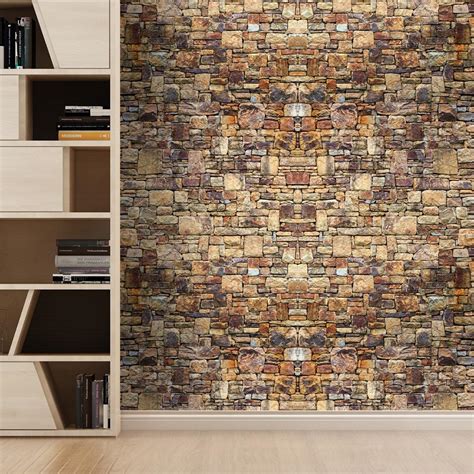 Buy 3d Wall Paper Brick Stone Rustic Effect Self Adhesive Wall Sticker Home Decor At Affordable