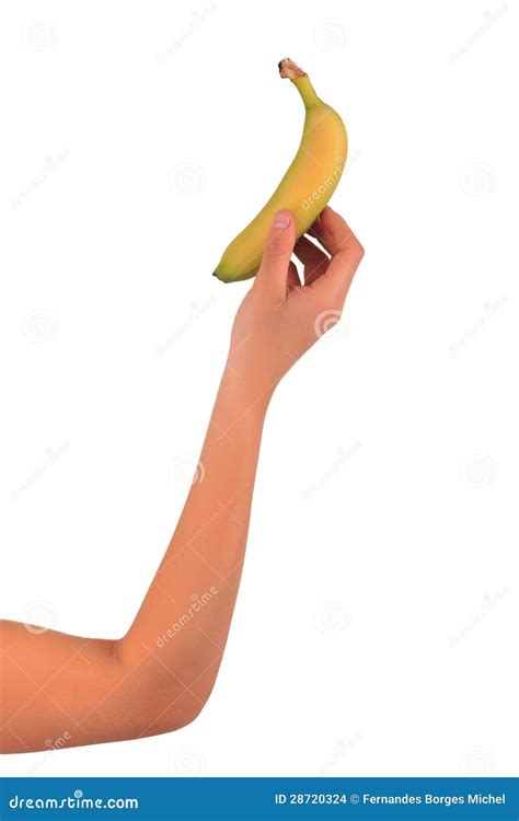 Woman S Hands With Banana Isolated Over White Background Stock Photo