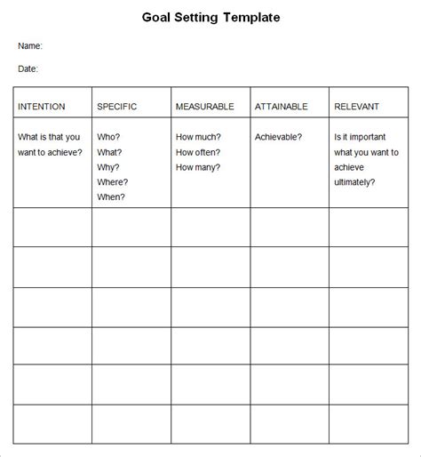 Goal Setting Template 6 Free Word Pdf Document Download