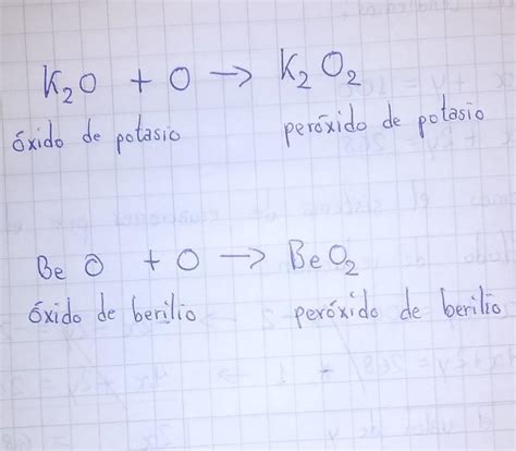 Escribe Las Formulas De Los Peroxidos Que Se Forman Con Los Siguientes