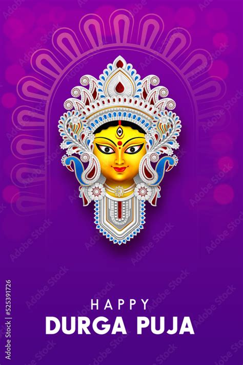 Goddess Durga Face Illustration Happy Durga Puja Banner Social Media