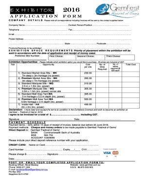 Fillable Online Exhibitor Application Form 2016 2 Fax Email Print