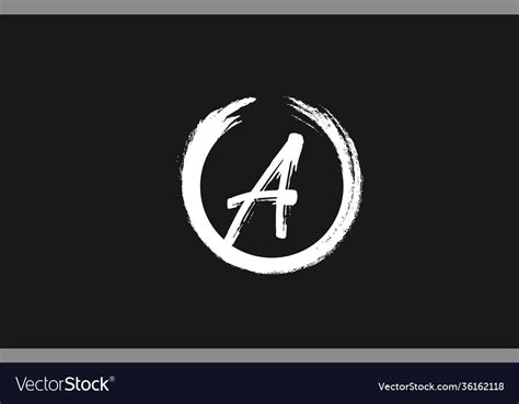 Black And White A Alphabet Letter Logo Icon Vector Image