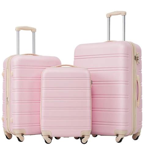 Merax Light Pink Piece Expandable Abs Hard Side Spinner Luggage Set