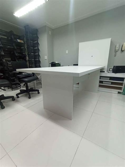 Mesa De Reuni O Em Mdf Mdf Branco Cm X Cm X Cm