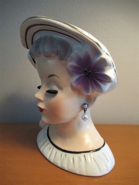 Vintage Lady Head Vase Mint S Relpo K Midcentury Etsy