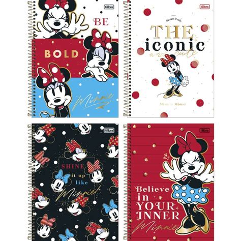 Caderno Espiral Capa Dura Universitário 10m Minnie Core 160 Folhas