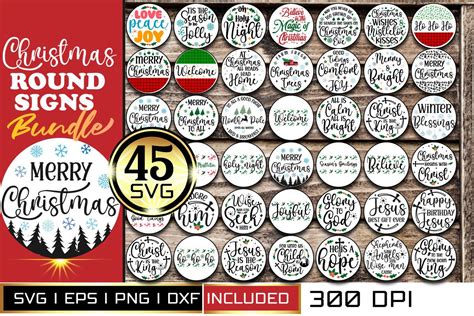 Round Christmas Sign Svg Bundle 45 File Graphic By Md Shahjahan