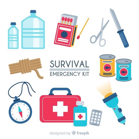 Free Vector Creative Emergency Survival Kit In Flat Design