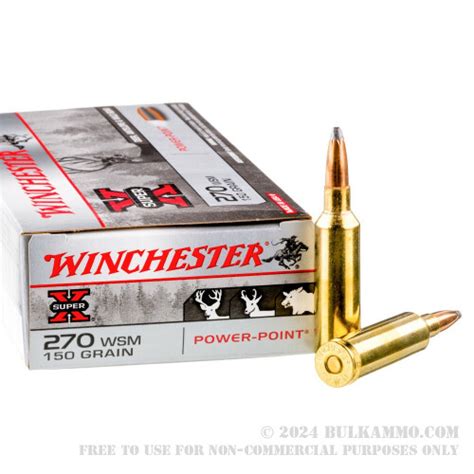 20 Rounds Of Bulk 270 Win Short Mag Ammo By Winchester 150gr PP