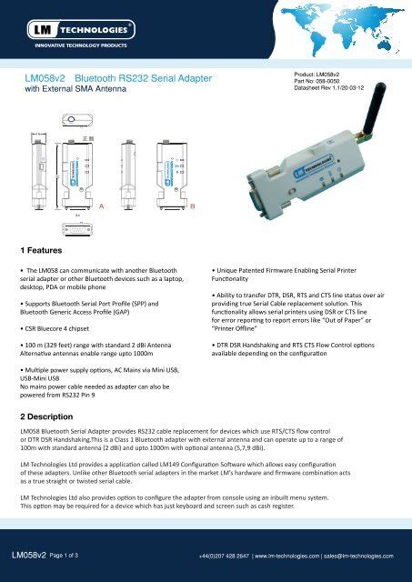 Lm Data Sheet Lm Technologies