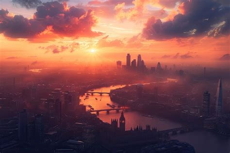 The skyline of london during sunrise | Premium AI-generated image