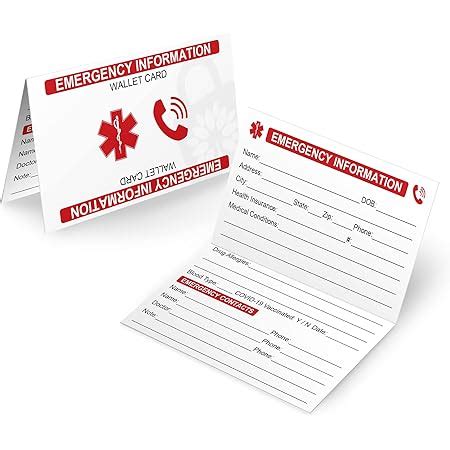 Amazon Emergency Information Wallet Cards Pack Bi Folding