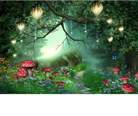 Amazon Renaiss X Ft Enchanted Forest Backdrop Mushroom Lanterns