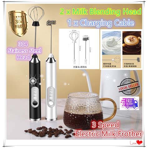 Usb Rechargeable Milk Frother 1200mah Large Capacity Battery 3 Speed