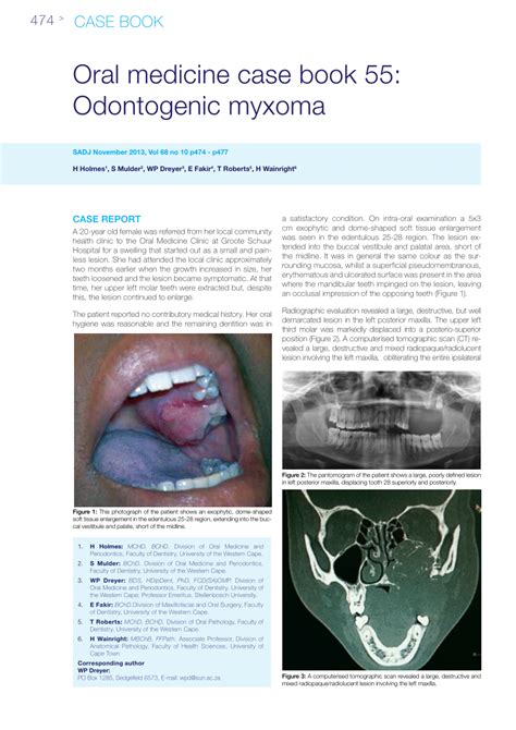 Pdf Oral Medicine Case Book 55 Odontogenic Myxoma