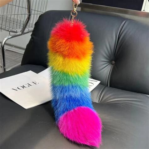 14 16 Multicolor Real Fox Fur Tail Keychain Bag Charm Bag Purse