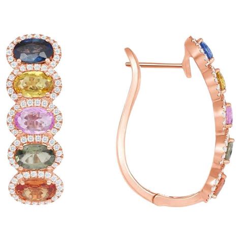 Fine 14 Karat Yellow Gold 125 Carat Yellow Sapphire Hoop Earrings For Sale At 1stdibs