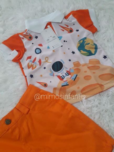 Conjunto Infantil Astronauta Laranja Elo7