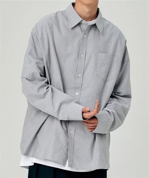 Musinsa Takeasy Solid Oxford Overshirt Light Gray