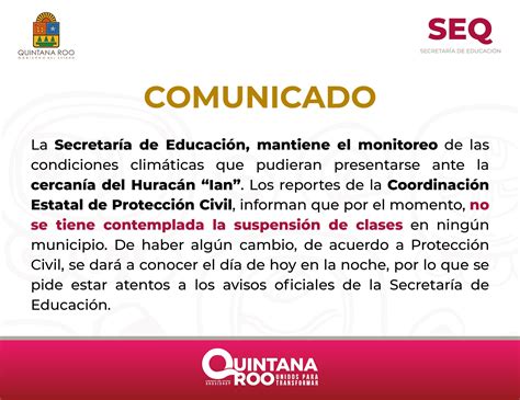 No Es Necesario Suspender Clases Por Huracán Ian Secretaría De Educación De Quintana Roo Infobae