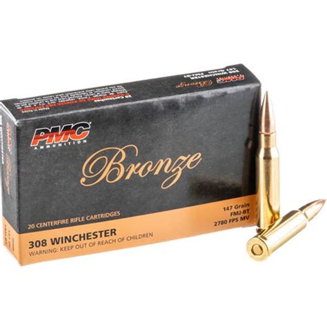 PMC Bronze 308 Winchester 147 Grain FMJ BT 20rds 308B AMMO