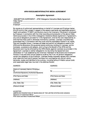 Fillable Online AFM VIDEOGAME INTERACTIVE MEDIA AGREEMENT Fax Email