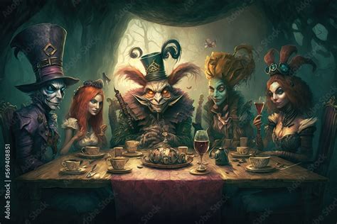 The Mad Hatter S Tea Party With The Quirky Characters Enjoying A