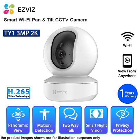 EZVIZ TY1 3MP 2K H 265 Full HD Resolution Pan Tilt Wireless Security