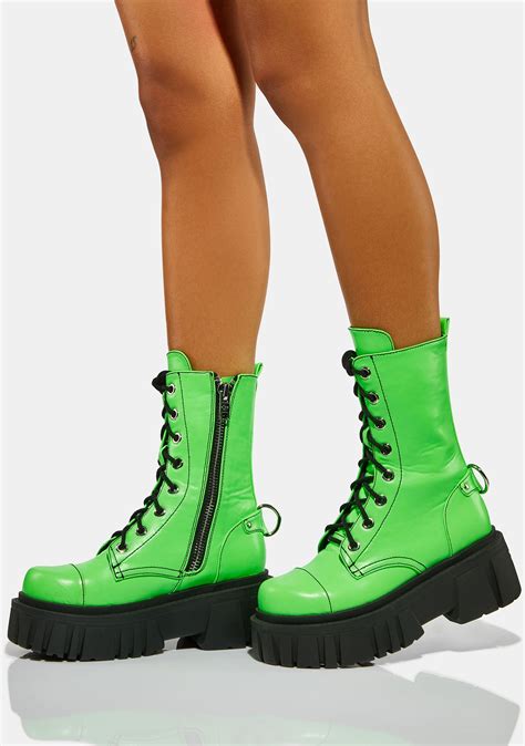 Neon Green Combat Boots Online