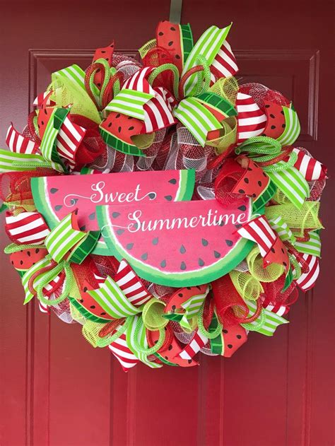 Watermelon Wreath Summer Wreath Red And White Watermelon Wreath Red