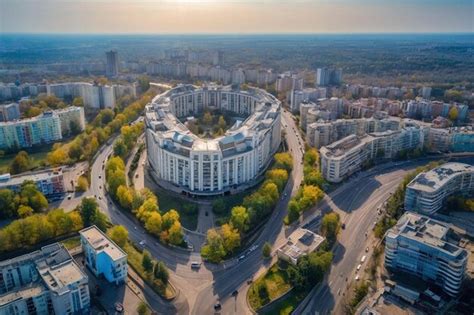 Premium Photo Aerial Drone Photo Shows The Downtown Panorama Of