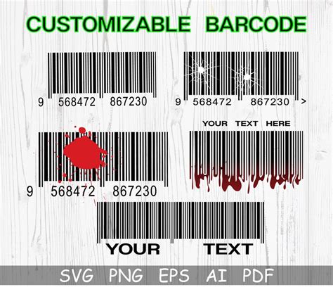 Barcode Svg Customizable Barcode Svg Barcode Cricut Plain Etsy