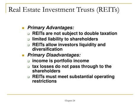 Ppt Chapter 24 The Role Of Real Estate Investment Trusts Reits