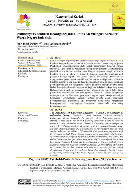 PDF Pentingnya Pendidikan Kewarganegaraan Untuk Membangun Karakter