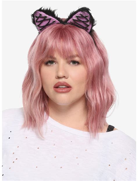 Laced Up And Fuzzy Cat Ear Headband Hot Topic