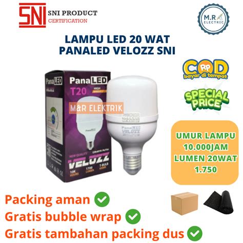 Jual Lampu Led Panaled Velozz T Bulb 20 Watt Cahaya Putih Murah