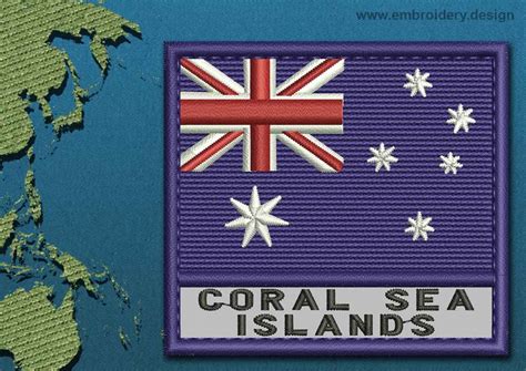 Coral Sea Islands Flags With A Colour Coded Border Shop Embroidery Design