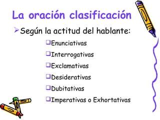 La Oracion Clasificacion E S O Ppt