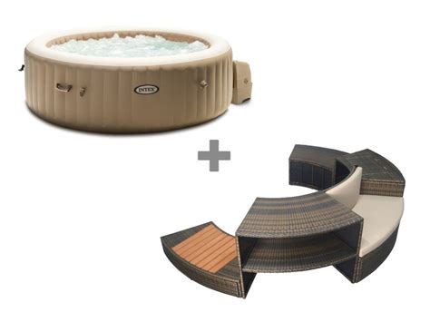 Pack Spa Gonflable Intex PureSpa Sahara Rond Bulles 4 Places Ensemble