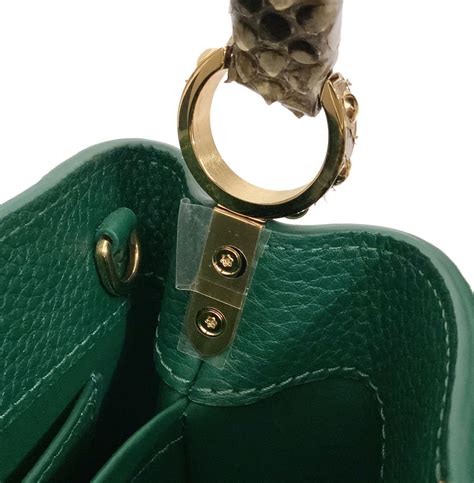 Louis Vuitton Emeraude Green Leather And Python Skin Capucines Mini Bag