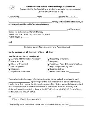 Fillable Online HIPAA Compliant Authorization Form For The Release Of