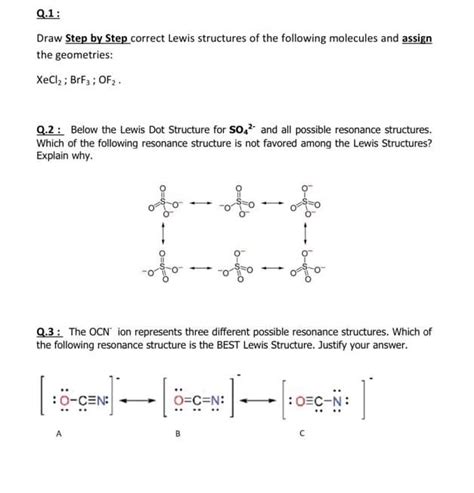 Answered: Q.1: Draw Step by Step correct Lewis… | bartleby