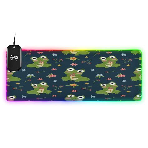 Cute Frogs Gaming Mouse Pad Led Mousepads RGB Backlit With 14 Lighting