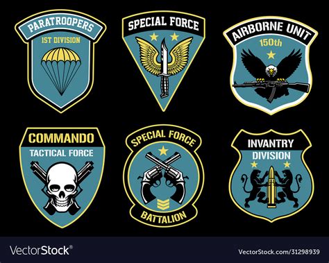 Set Bundle Military Unit Badges Royalty Free Vector Image