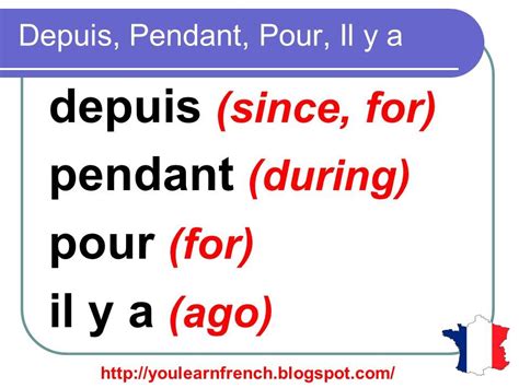 French Lesson Difference Between Depuis Pendant Pour Il Y A