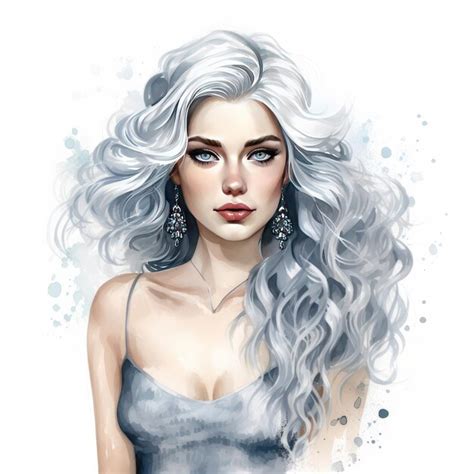 Premium Photo Alluring Silver Girl Watercolor Clipart