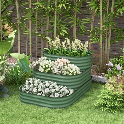 Outsunny 3 Tier Raised Garden Bed 62 25 X 43 X 32 25 Planter Set