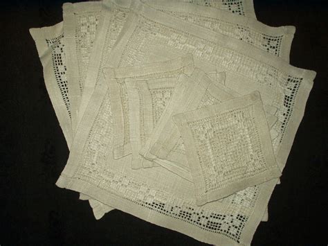 Vintage Set 4 Vintage Handanger Embroidery Table Mats 10 Coaster Doilies The Gatherings